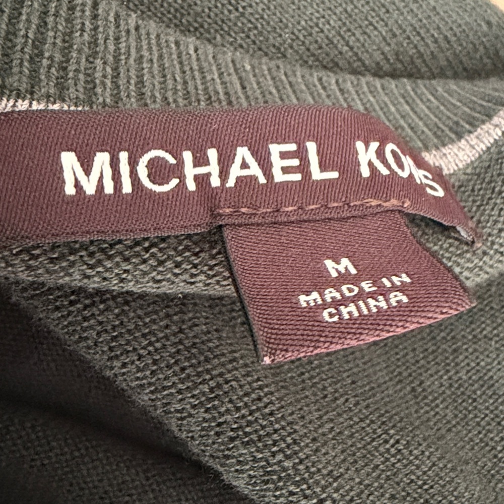 Michael Kors Black Label V-Neck 100% Cotton Pullover Sweater Medium dark green - Picture 5 of 6